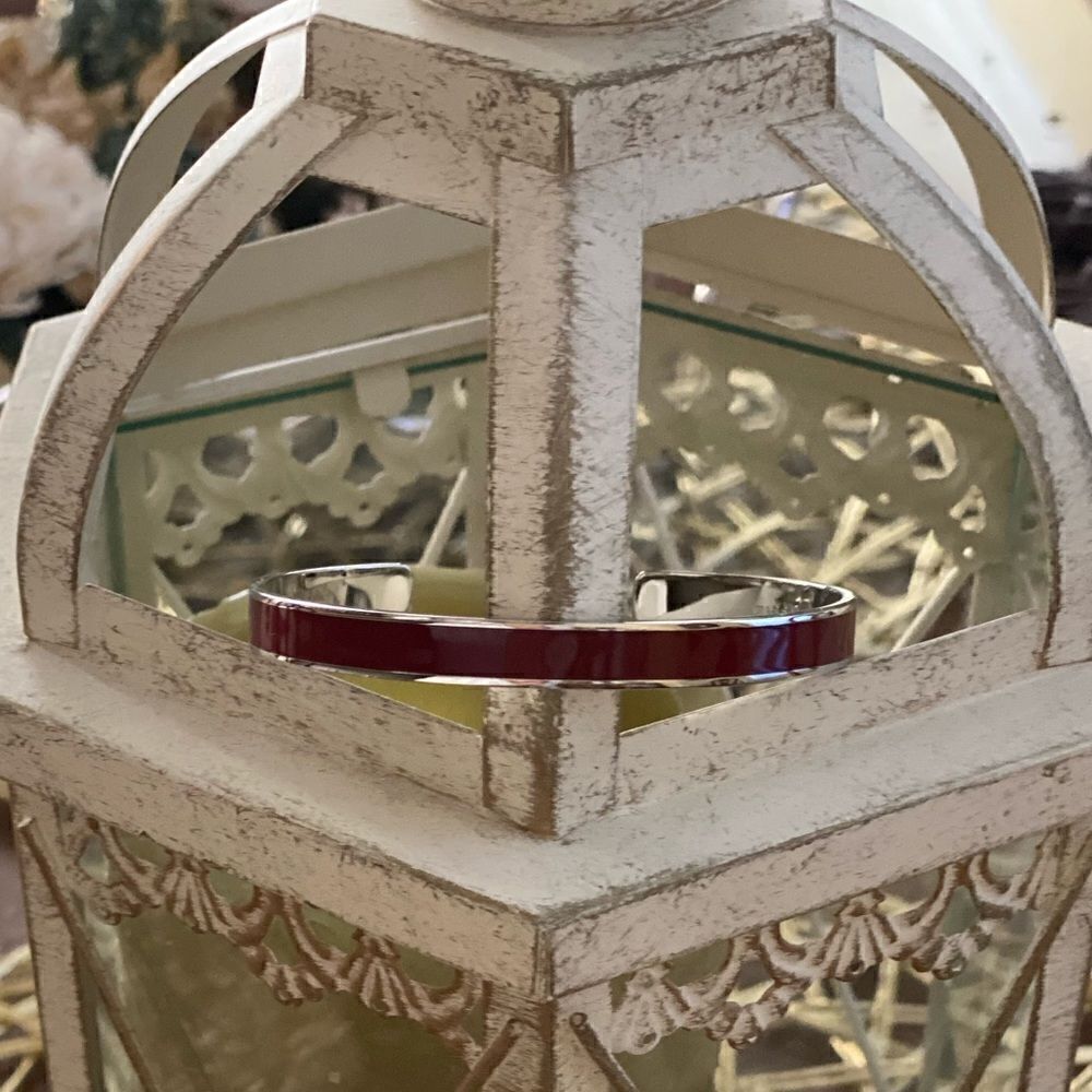 Rustic Cuffbracelet-Adjustable Red With Silver Ba… - image 3